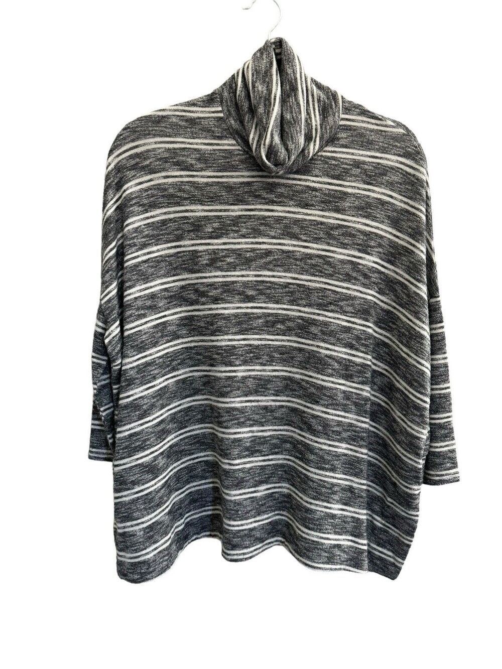 Postmark Anthropologie Oversized XS Gray Stripe Turtleneck Tunic Top #7347